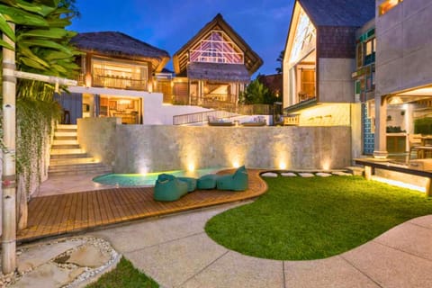 Property building, Night, Swimming pool