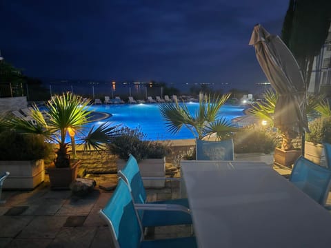 Night, Pool view, Swimming pool