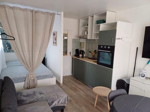 Bed, Living room, Seating area, Dining area, Bedroom, pet friendly, stove