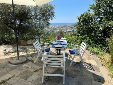 Patio, Spring, Day, Natural landscape, View (from property/room), Balcony/Terrace, Dining area, Mountain view, Sea view, sunbed