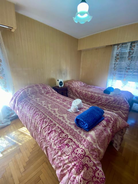 Bed, Photo of the whole room, Bedroom, heating, heating, towels, air conditioner