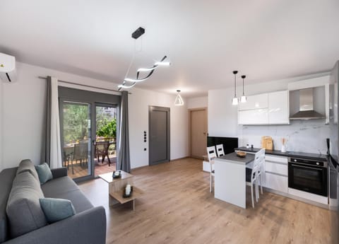 Kitchen or kitchenette, Living room, Dining area, oven, stove