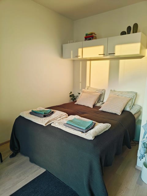 Bed, Photo of the whole room, Bedroom, towels