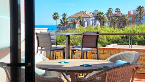 Property building, Day, Natural landscape, View (from property/room), Balcony/Terrace, Living room, Dining area, Sea view