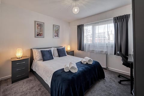 Bed, Bedroom, hair dryier, towels, towels, wardrobe