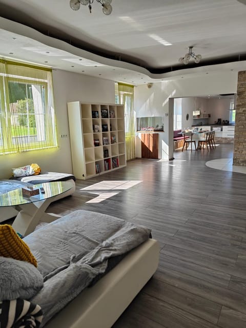 Kitchen or kitchenette, Living room, Seating area, Entertainment, furniture