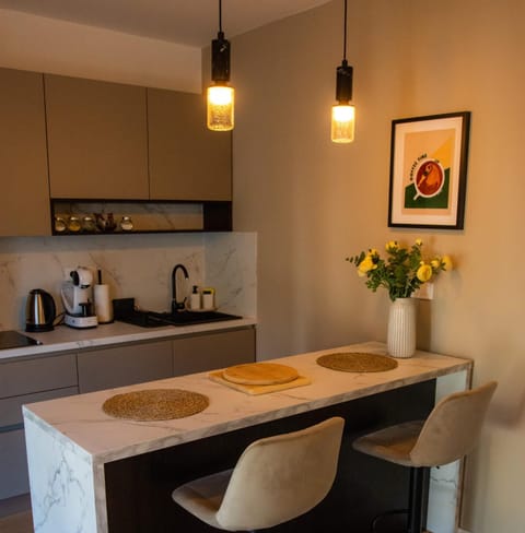 Coffee/tea facilities, Kitchen or kitchenette, Dining area, minibar, stove