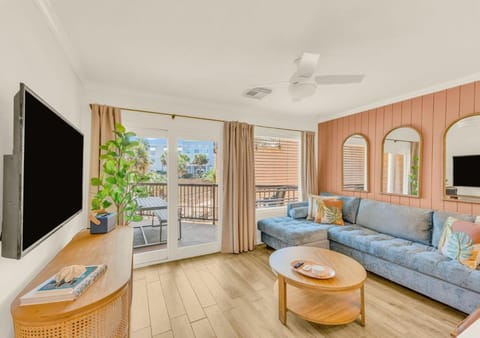 Living room, Seating area, Pool view