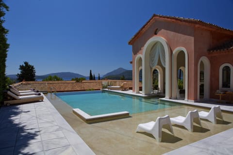 Patio, Day, Natural landscape, Pool view, Swimming pool, sunbed