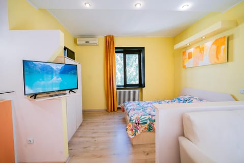 Bed, TV and multimedia, Living room, Photo of the whole room, Bedroom, air conditioner
