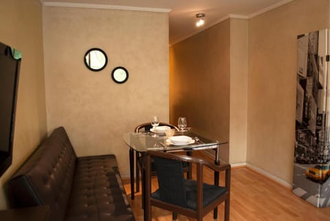 Bed, Living room, Dining area