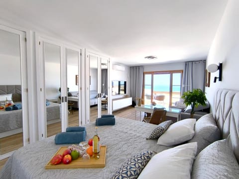 Bed, TV and multimedia, Living room, Photo of the whole room, Seating area, Bedroom, wardrobe, air conditioner
