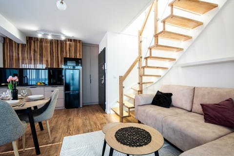 Kitchen or kitchenette, Living room, Seating area