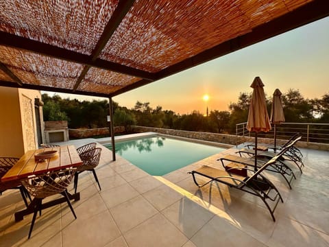Patio, Natural landscape, View (from property/room), Balcony/Terrace, Dining area, Pool view, Swimming pool, Sunset, sunbed