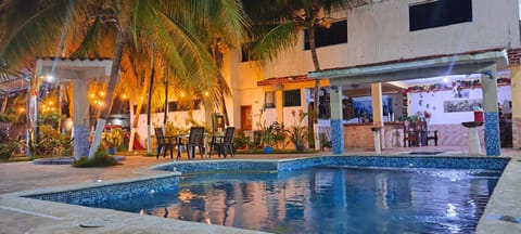 Night, Pool view, Swimming pool
