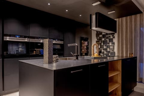 Kitchen or kitchenette, stove