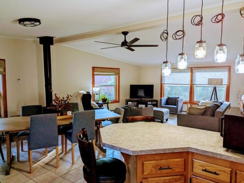 Communal lounge/ TV room, Living room, Dining area, fireplace, kitchen