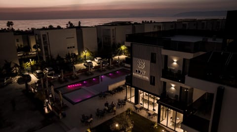 Property building, Night, Swimming pool