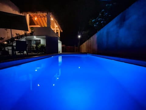 Night, Pool view, Swimming pool