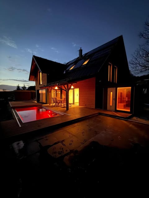 Property building, Night, Pool view, Swimming pool