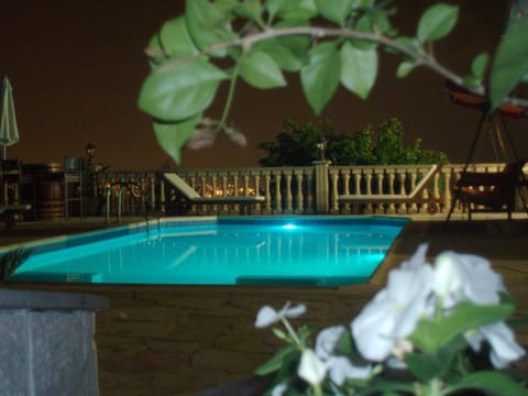 Night, Pool view, Swimming pool