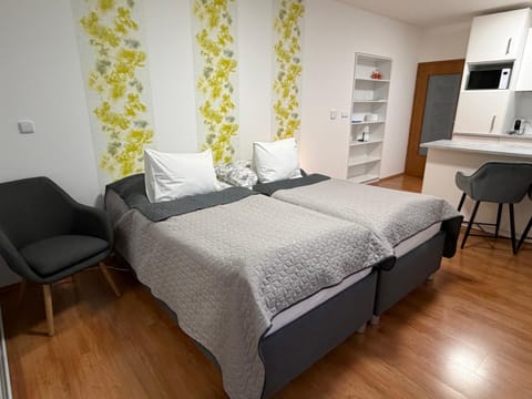 Bed, TV and multimedia, Living room, Photo of the whole room, Seating area, Bedroom, Area and facilities, microwave, kitchen