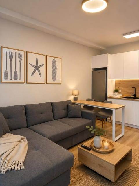Kitchen or kitchenette, Living room, Seating area, Dining area