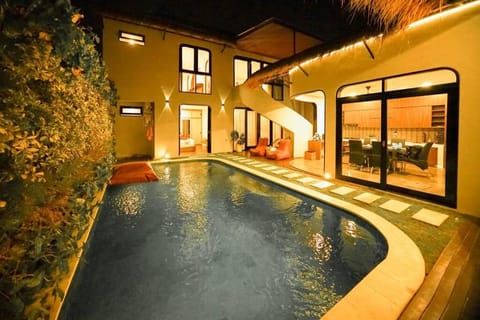 Night, Garden, Swimming pool