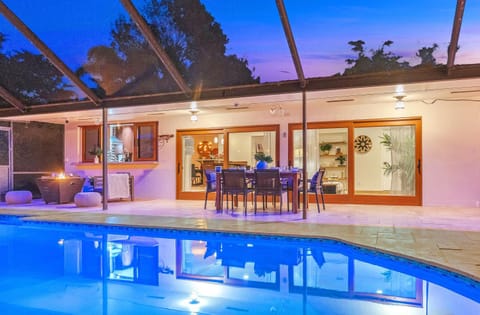 Patio, Night, Pool view, Swimming pool