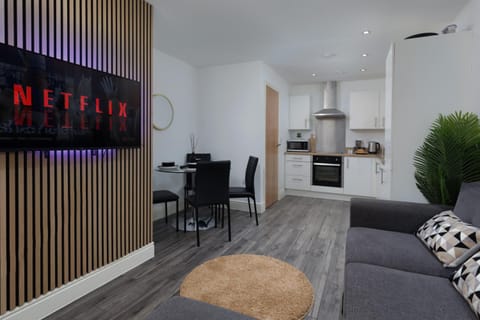 Kitchen or kitchenette, Living room, Seating area