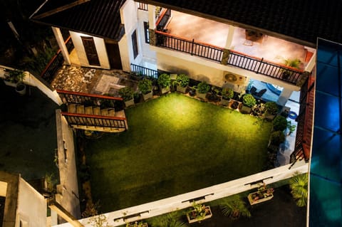 Property building, Night, Garden, Garden view