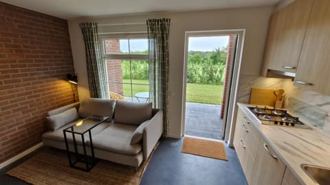 Kitchen or kitchenette, Living room, Seating area, Dining area