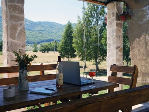 Day, Natural landscape, Dining area, Mountain view