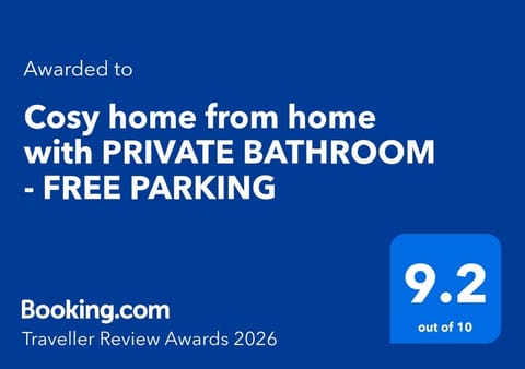 Cosy home from home with PRIVATE BATHROOM - FREE PARKING - Winner of a Traveller Award 2026 Vacation rental in Cardiff