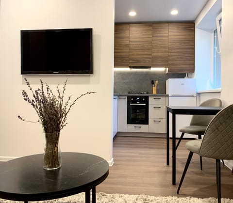 Communal lounge/ TV room, TV and multimedia, Kitchen or kitchenette, Living room, Seating area, Dining area, Evening entertainment, oven, stove