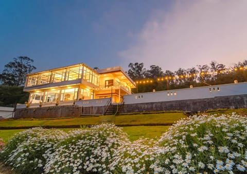 Property building, Night, Garden, Garden view