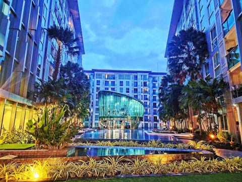 Property building, Night, Pool view, Swimming pool