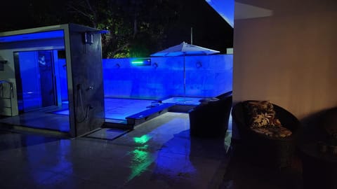 Patio, Night, Seating area