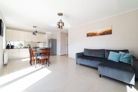 Kitchen or kitchenette, Living room, Seating area, Dining area