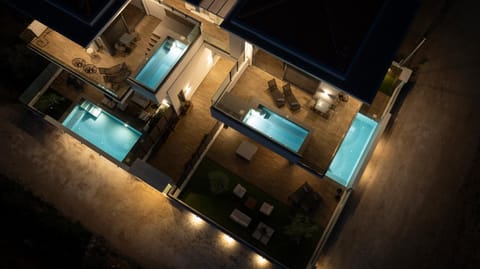 Property building, Night, Pool view, Swimming pool
