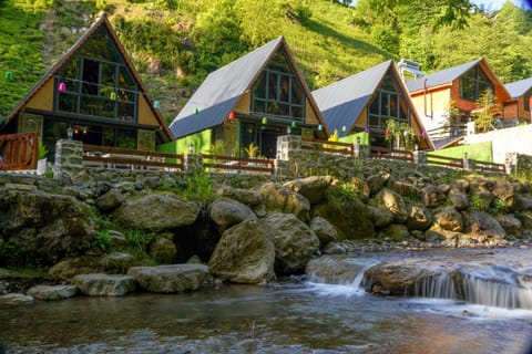 Property building, Spring, Natural landscape, Mountain view, River view