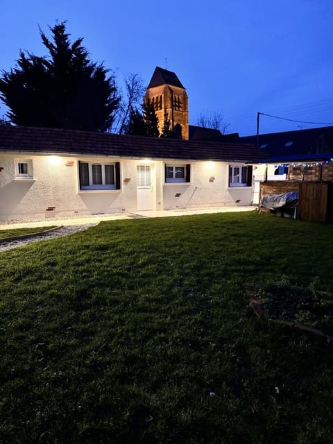 Property building, Night, Garden, Garden view