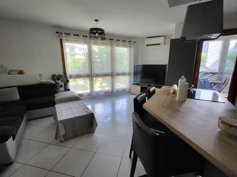 Communal lounge/ TV room, TV and multimedia, Kitchen or kitchenette, Living room, Seating area, Dining area, air conditioner