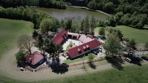 Property building, Natural landscape, Bird's eye view, Lake view