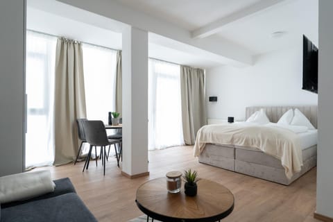 Bed, TV and multimedia, Living room, Photo of the whole room, Seating area, Bedroom