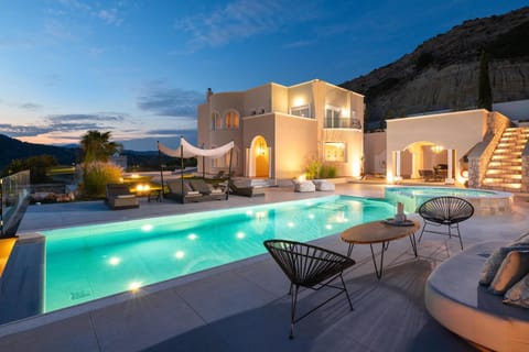 Property building, Patio, Day, Night, Natural landscape, Mountain view, Pool view, Swimming pool, sunbed