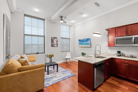 Living room, kitchen
