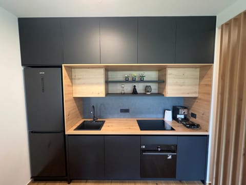 Coffee/tea facilities, Kitchen or kitchenette, stove