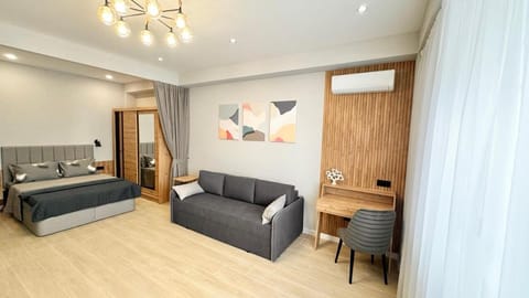 Bed, TV and multimedia, Living room, Photo of the whole room, Seating area, Bedroom, air conditioner