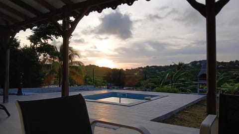 Natural landscape, Pool view, Swimming pool, Sunrise, sunbed